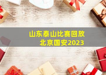 山东泰山比赛回放 北京国安2023